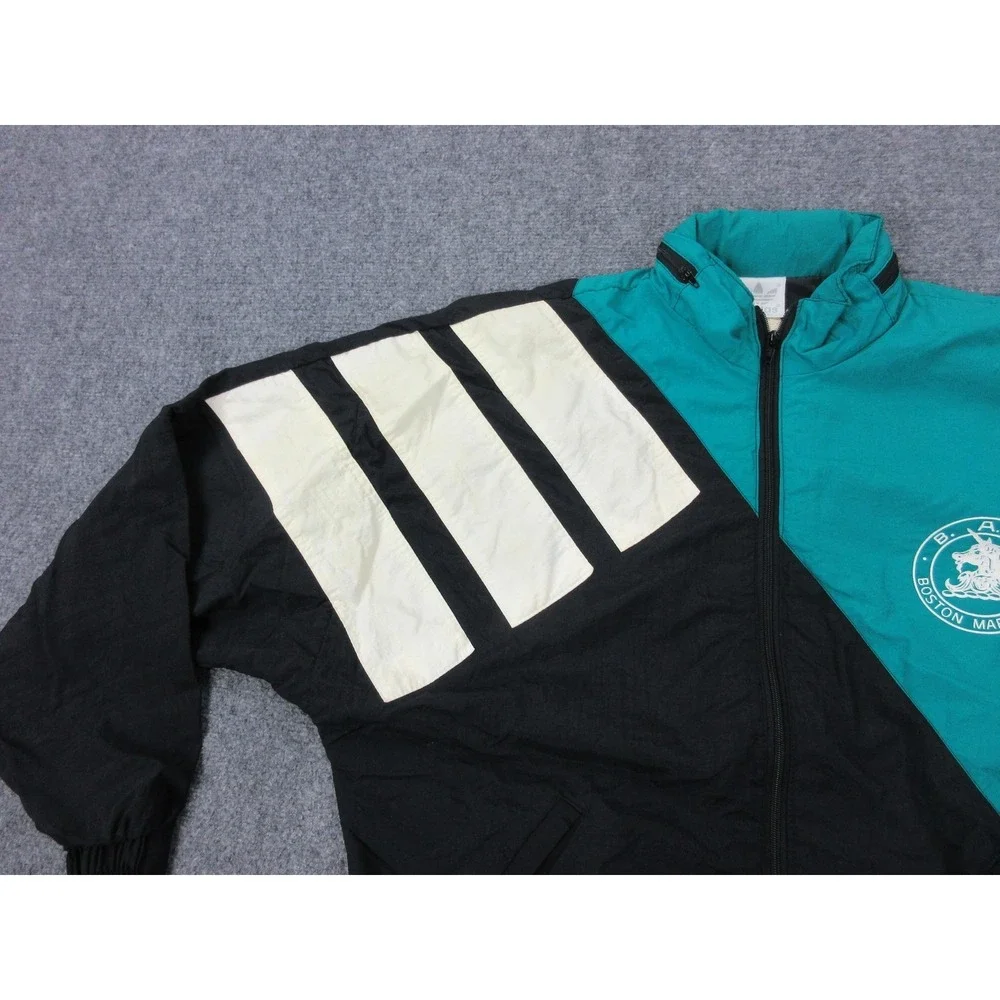 Vintage Boston Marathon Jacket Mens Large‎ Teal Black Running Adidas USA BAA 90s